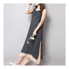 Cotton&Flax Dress Loose Vest Skirt   grey   M - Mega Save Wholesale & Retail - 2