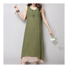 Cotton&Flax Dress Loose Vest Skirt   dark green   M - Mega Save Wholesale & Retail - 3