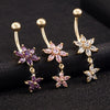 Flower Zircon Long Navel Buckle Ring    gold plated purple zircon - Mega Save Wholesale & Retail - 4