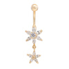 Flower Zircon Long Navel Buckle Ring    gold plated white zircon - Mega Save Wholesale & Retail - 1