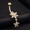 Flower Zircon Long Navel Buckle Ring    gold plated white zircon - Mega Save Wholesale & Retail - 2