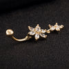 Flower Zircon Long Navel Buckle Ring    gold plated white zircon - Mega Save Wholesale & Retail - 3