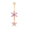 Flower Zircon Long Navel Buckle Ring    gold plated pink zircon - Mega Save Wholesale & Retail - 1