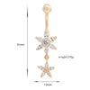 Flower Zircon Long Navel Buckle Ring    gold plated pink zircon - Mega Save Wholesale & Retail - 5
