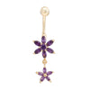 Flower Zircon Long Navel Buckle Ring    gold plated purple zircon - Mega Save Wholesale & Retail - 1
