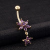 Flower Zircon Long Navel Buckle Ring    gold plated purple zircon - Mega Save Wholesale & Retail - 2