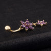 Flower Zircon Long Navel Buckle Ring    gold plated purple zircon - Mega Save Wholesale & Retail - 3