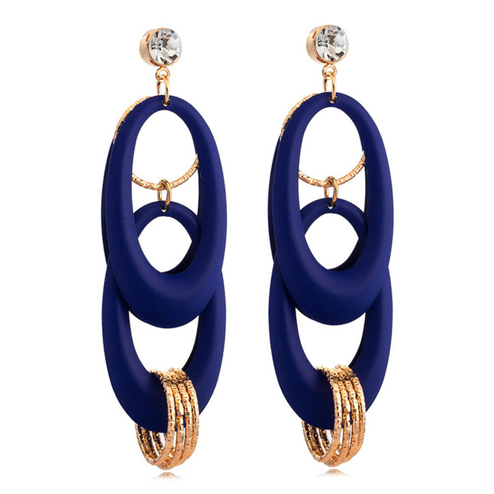 Exaggerated Earrings Stylish Double-layer Blue Circles - Mega Save Wholesale & Retail - 1