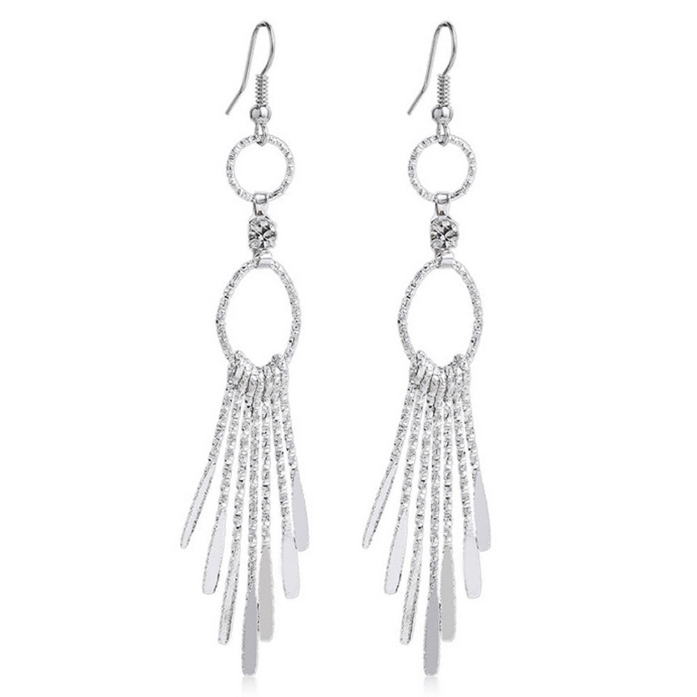 Long Earrings Tassel Silver Galvanized - Mega Save Wholesale & Retail - 1