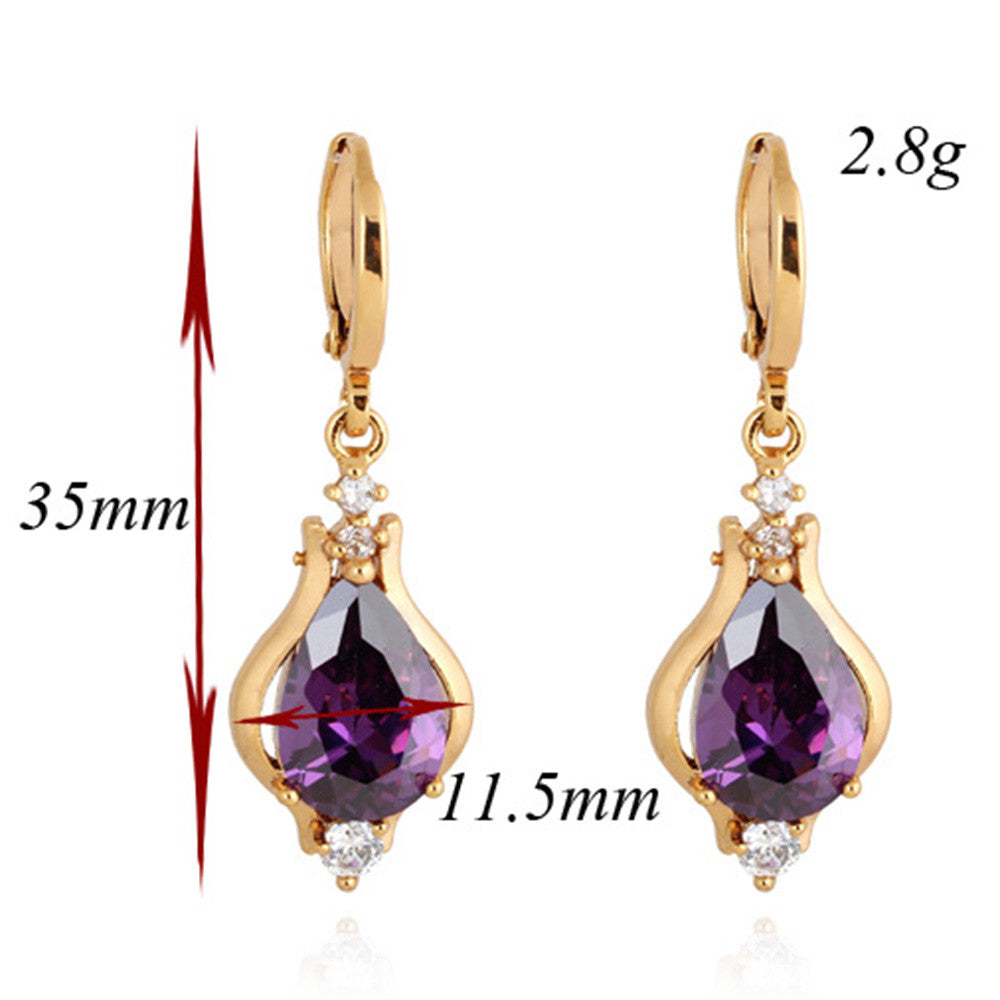 Zircon Earrings 18K Gold Galvanized   green - Mega Save Wholesale & Retail - 5