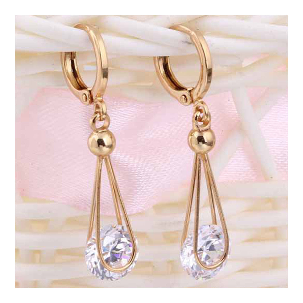 Lifelong Love AAA Zircon Earrings   gold plated white zircon - Mega Save Wholesale & Retail - 1