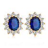 Vintage Court Big Gem Ear Studs    platinum plated blue zircon - Mega Save Wholesale & Retail - 1