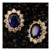 Vintage Court Big Gem Ear Studs    platinum plated blue zircon - Mega Save Wholesale & Retail - 2