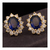 Vintage Court Big Gem Ear Studs    platinum plated blue zircon - Mega Save Wholesale & Retail - 3