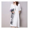 Ink and Wash Middle Long Dress Loose Plus Size   black   M - Mega Save Wholesale & Retail - 1
