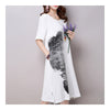 Ink and Wash Middle Long Dress Loose Plus Size   black   M - Mega Save Wholesale & Retail - 2