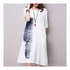 Ink and Wash Middle Long Dress Loose Plus Size   blue   M - Mega Save Wholesale & Retail - 2