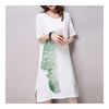 Ink and Wash Middle Long Dress Loose Plus Size   green   M - Mega Save Wholesale & Retail - 3