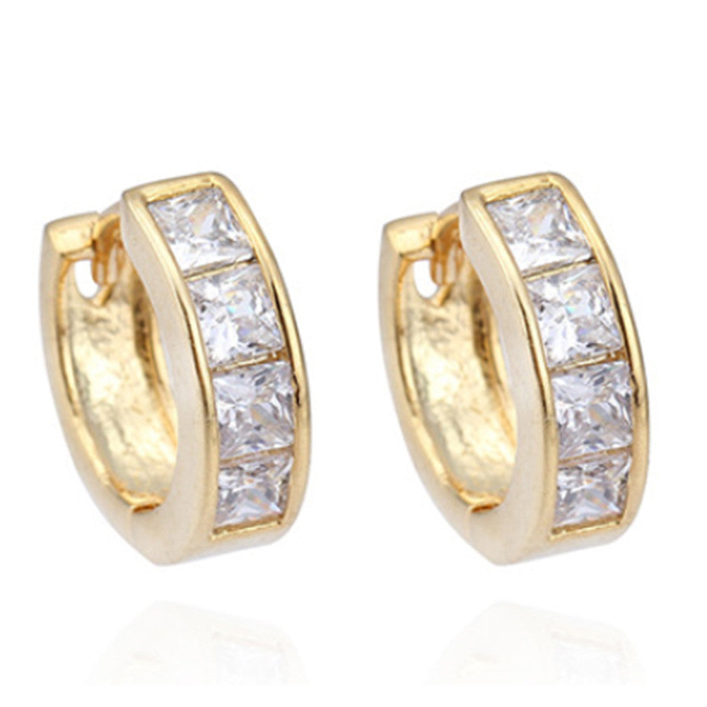 18K Gold Galvanized Zircon Earrings    gold plated white zircon - Mega Save Wholesale & Retail - 1