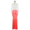 Fashionable Lace Sexy Long Dress Full Dress   watermelon red   S - Mega Save Wholesale & Retail - 1