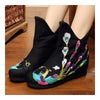 Blatant Peacock Vintage Beijing Cloth Shoes Embroidered Boots black with cotton - Mega Save Wholesale & Retail - 2
