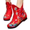 Blatant Peacock Vintage Beijing Cloth Shoes Embroidered Boots red thin shoes - Mega Save Wholesale & Retail - 1