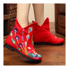 Blatant Peacock Vintage Beijing Cloth Shoes Embroidered Boots red thin shoes - Mega Save Wholesale & Retail - 2