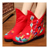 Blatant Peacock Vintage Beijing Cloth Shoes Embroidered Boots red thin shoes - Mega Save Wholesale & Retail - 4