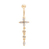 Long Flower Navel Buckle Ring    gold plated white zircon - Mega Save Wholesale & Retail - 1