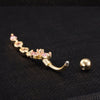 Long Flower Navel Buckle Ring    gold plated pink zircon - Mega Save Wholesale & Retail - 4