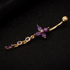 Long Flower Navel Buckle Ring    gold plated purple zircon - Mega Save Wholesale & Retail - 2