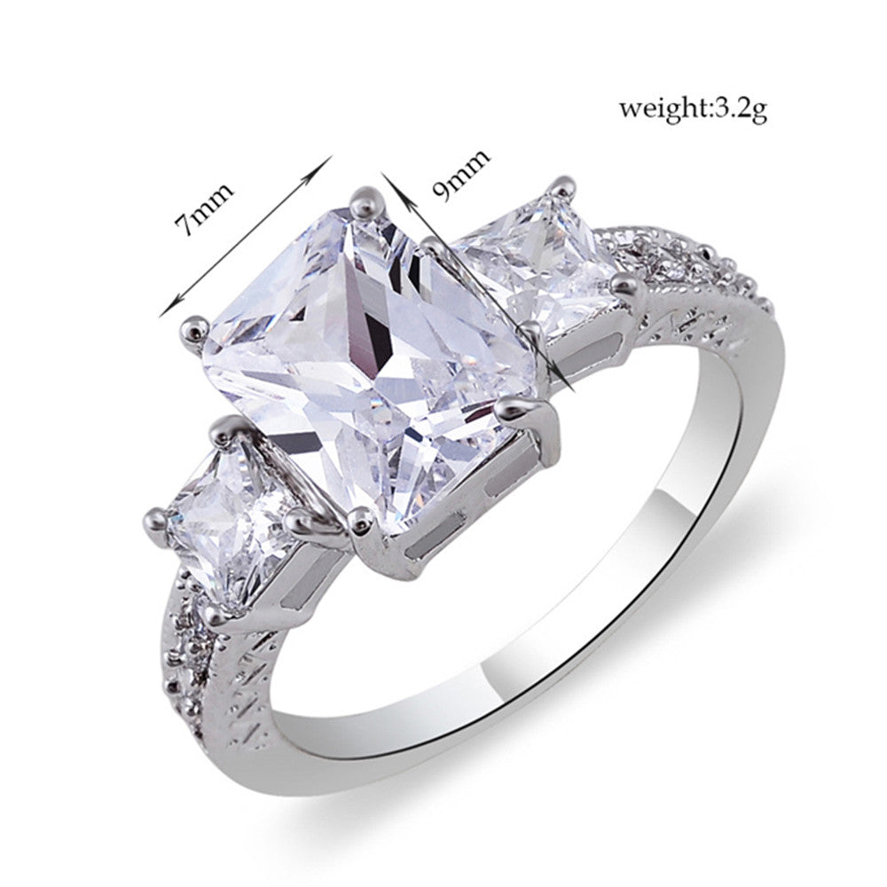 Big Square Zircon Ring 18K Gold Plated  8# - Mega Save Wholesale & Retail - 5
