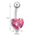 Love Heart Navel Buckle Ring Body Puncture Ornament Accessory Belly Dance   platinum plated purple zircon