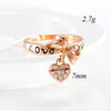 Love Heart Letter Ring 18K Gold Plated    platinum plated white zircon  7.75#