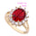 18K Gold Platinum Plated Red  Rhinestone Ring   gold plated red zircon 7# - Mega Save Wholesale & Retail - 4
