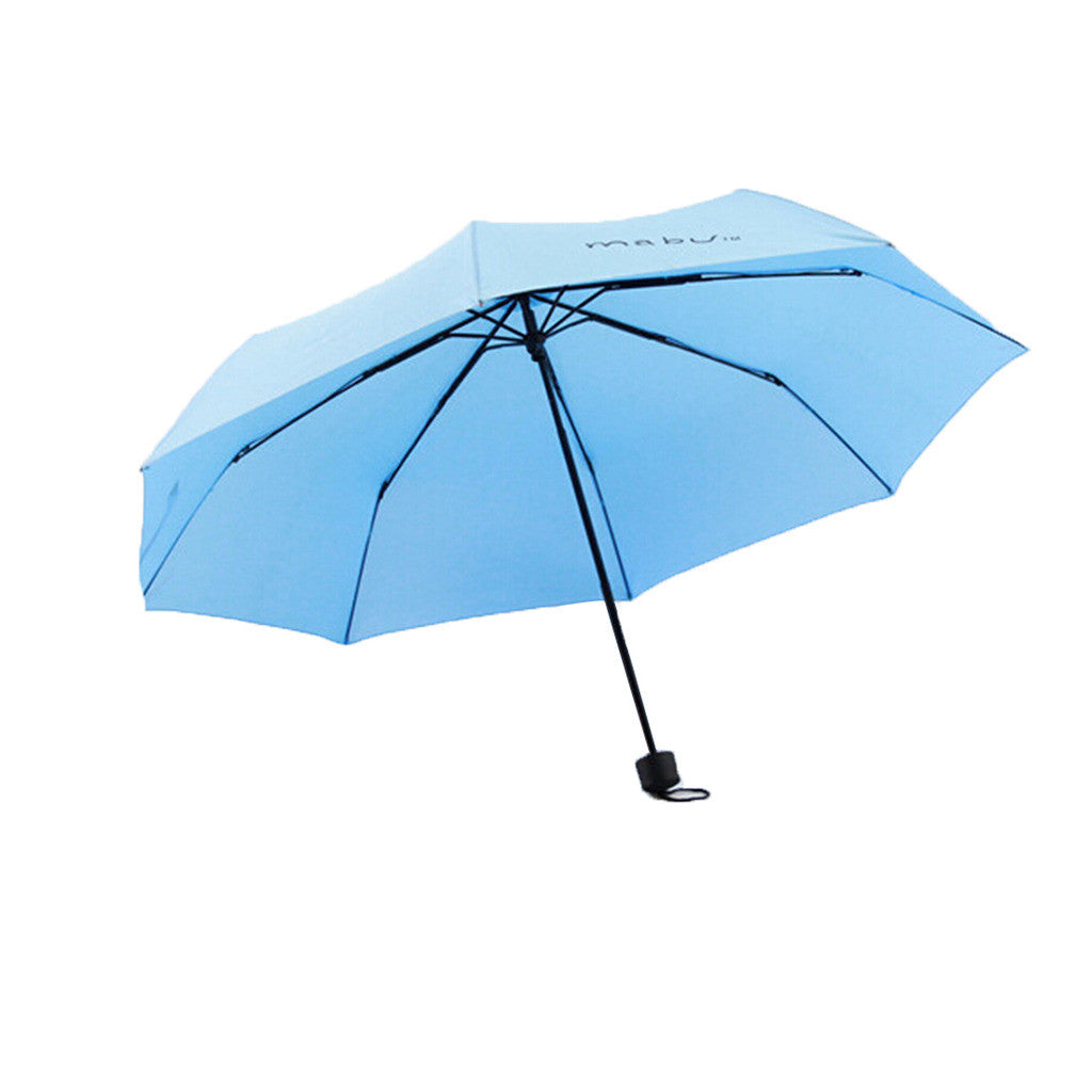 Pure Colour Folding Umbrella Compact Light weight Anti-UV Rain Sun Umbrella Black - Mega Save Wholesale & Retail - 13