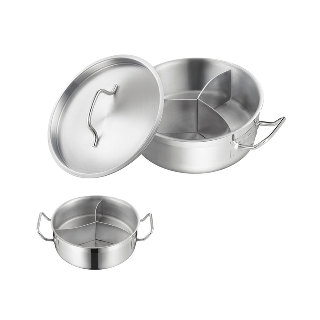 Stainless steel Three-flavor Hot Pot with Sandwich Bottom (03 style)   250*90 - Mega Save Wholesale & Retail