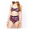 Vintage High Waist Bikini Contrast Color Printing Women Swimwear  S - Mega Save Wholesale & Retail - 1