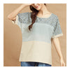 Slim Splicing Stripe Irregular Bottom T-shirt   blue   M - Mega Save Wholesale & Retail