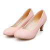 Plain Low-cut Thin Shoes Round Middle Heel Work Plus Size  pink  35 - Mega Save Wholesale & Retail