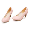 Plain Low-cut Thin Shoes Round Middle Heel Work Plus Size  pink - Mega Save Wholesale & Retail - 2