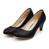 Plain Low-cut Thin Shoes Round Middle Heel Work Plus Size  black  35 - Mega Save Wholesale & Retail