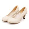 Plain Low-cut Thin Shoes Round Middle Heel Work Plus Size  beige  35 - Mega Save Wholesale & Retail