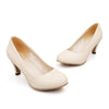 Plain Low-cut Thin Shoes Round Middle Heel Work Plus Size  beige - Mega Save Wholesale & Retail - 2