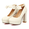 Super High Heel Women Thin Shoes Platform Buckle Round  white - Mega Save Wholesale & Retail