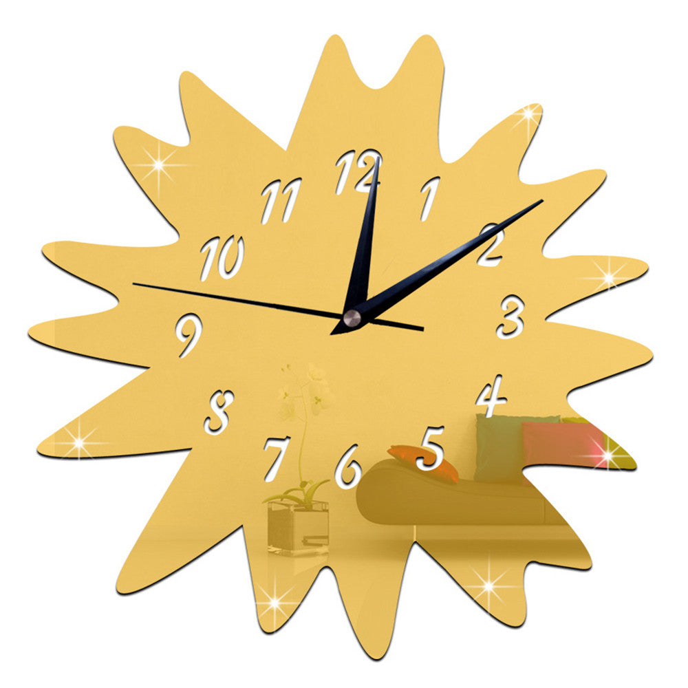 Wall Mirror Sticking DIY Creative Wall Clock    golden - Mega Save Wholesale & Retail