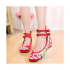 Old Beijing Red Cowhell Sole Embroidered Shoes for Women in National Style with Floral Designs & Double Straps - Mega Save Wholesale & Retail - 3