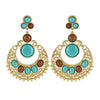 Ethnic Colorful Alloy diamond crescent earrings   SKY BLUE+COFFEE - Mega Save Wholesale & Retail - 1