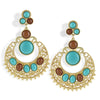 Ethnic Colorful Alloy diamond crescent earrings   SKY BLUE+COFFEE - Mega Save Wholesale & Retail - 2