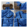Child Thick Down Coat Racoon Fur Collar Warm Trousers   dark blue   S - Mega Save Wholesale & Retail - 3